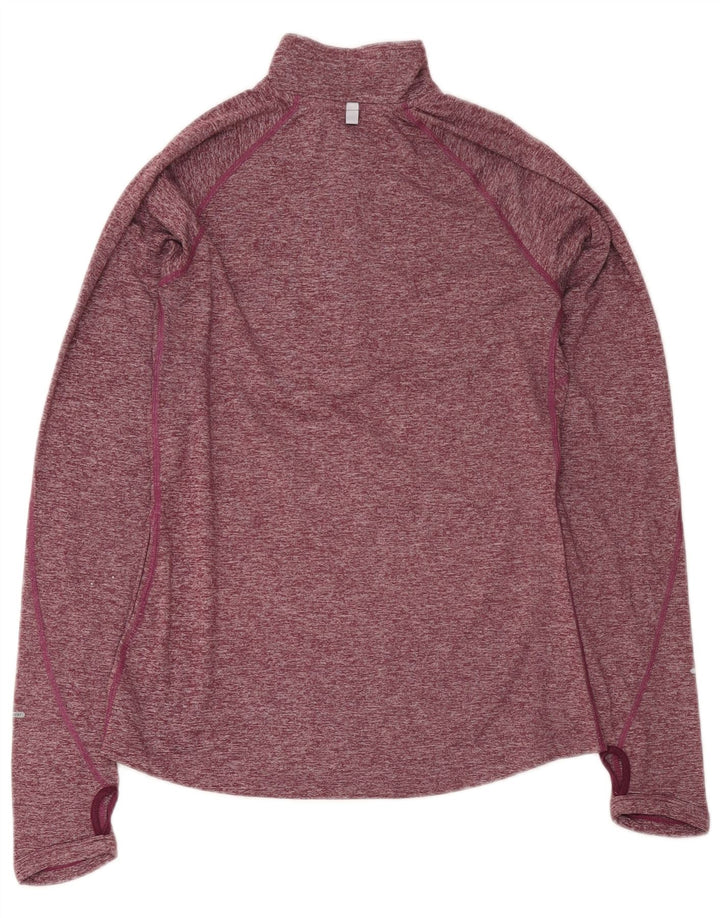 Nike Ženska Dri Fit Pulover Trenirka Top UK 10 Small Burgundy Flecked