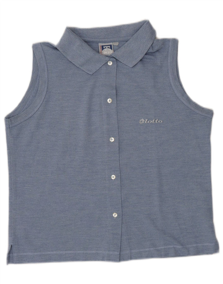 LOTTO Womens Crop Sleeveless Shirt Blouse UK 10 Small Blue Polyester
