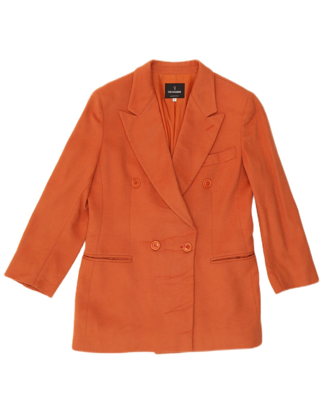 TRUSSARDI Womens 3/4 Sleeve Blazer Jacket UK 12 Medium Orange