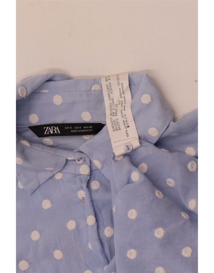 Zara ženska košulja UK 10 malih plavih točkastih poliestera