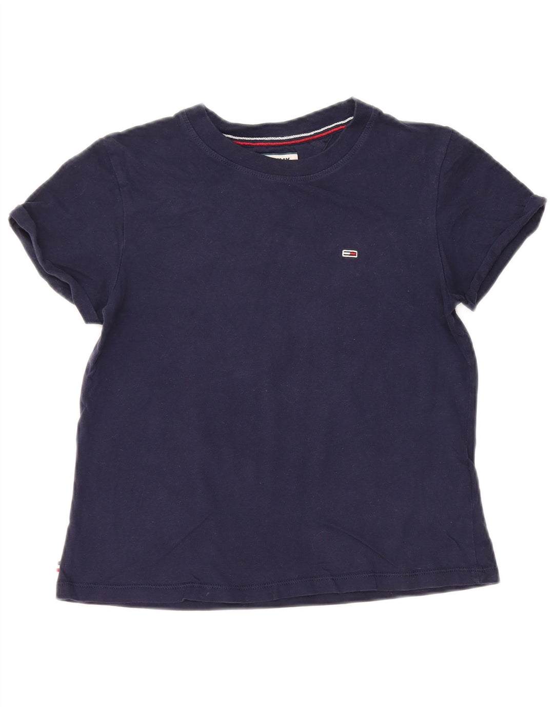 TOMMY HILFIGER Ženska prevelika majica kratkih rukava UK 2 2XS tamnoplavi pamuk