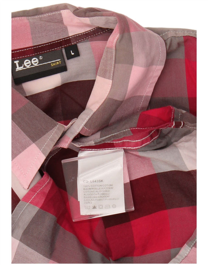 Lee muška košulja velika ružičasta gingham pamuk
