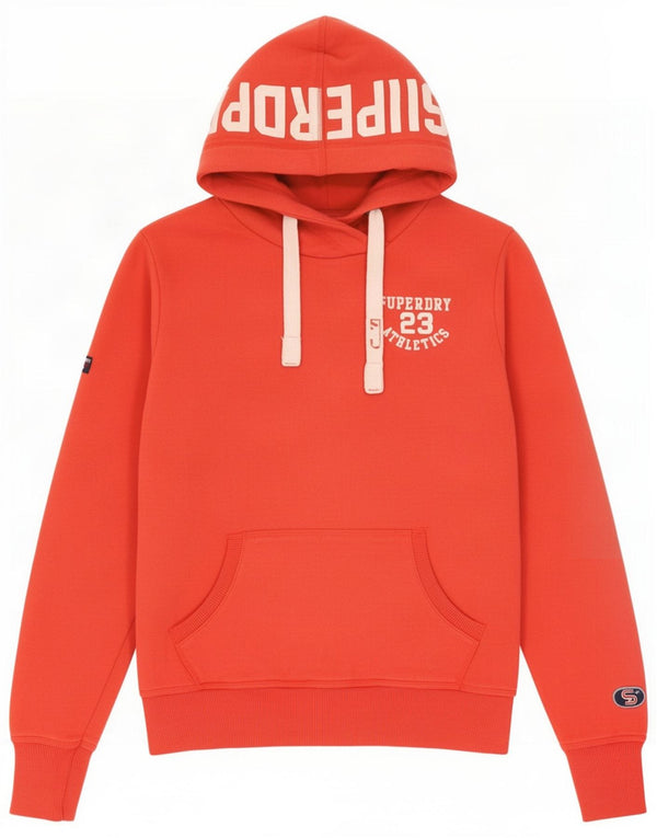 Superdry Womens Graphic Hoodie Jumper UK 12 Medium Red Cotton Sports