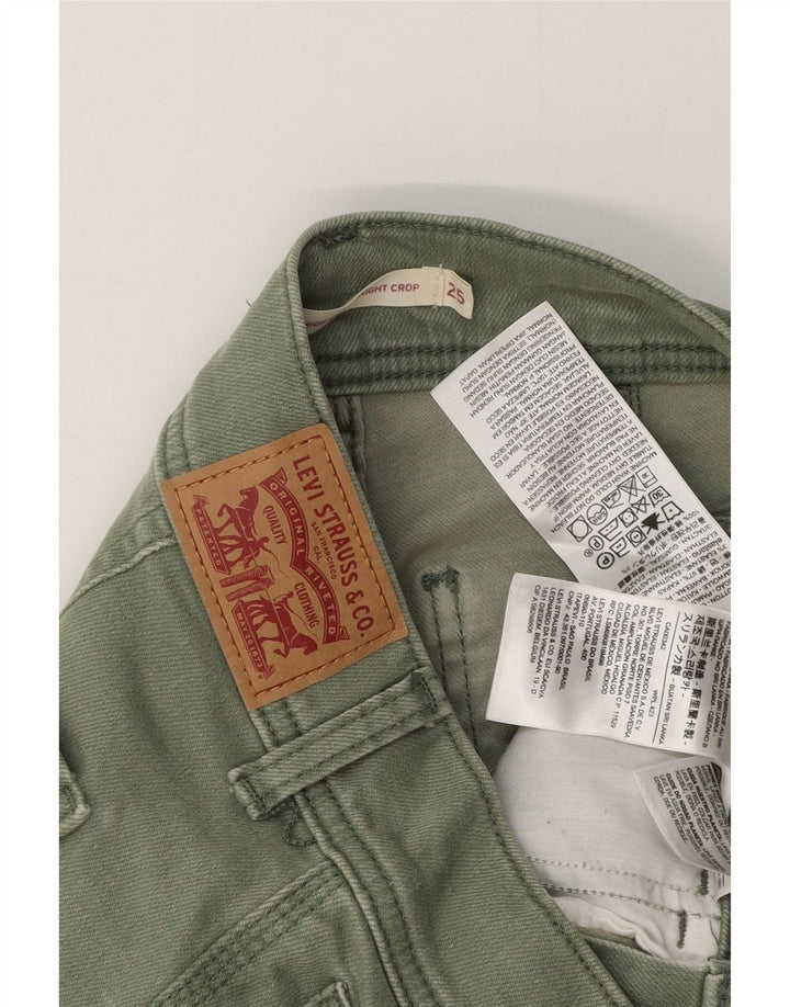 LEVI'S Ženske 724 kratke ravne traperice visokog struka W25 L25 Zeleni pamuk