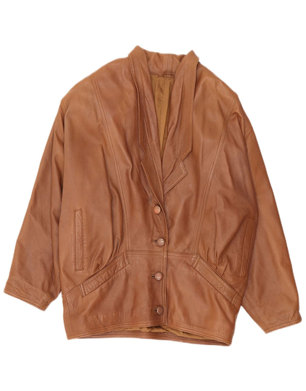 Vintage ženska prevelika kožna jakna UK 18 XL smeđa koža