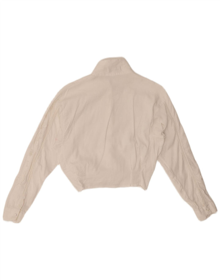 LES COPAINS Ženska kratke bluze od samta UK 12 Srednje bijela cvjetna