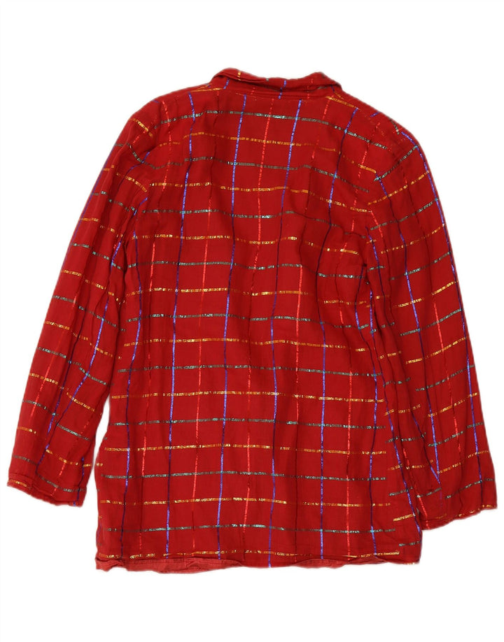 MONSOON Ženska jakna sako s 1 gumbom UK 12 Srednji bordo karirani pamuk
