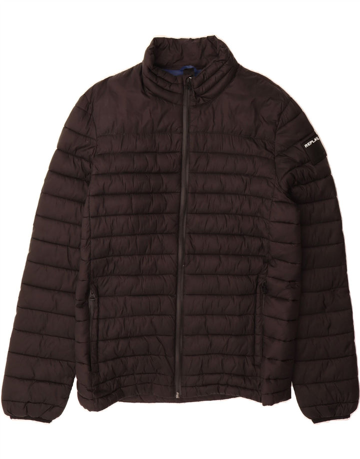 REPLAY Mens Padded Jacket UK 40 Large Black Vintage Replay and Second-Hand Replay from Messina Hembry 