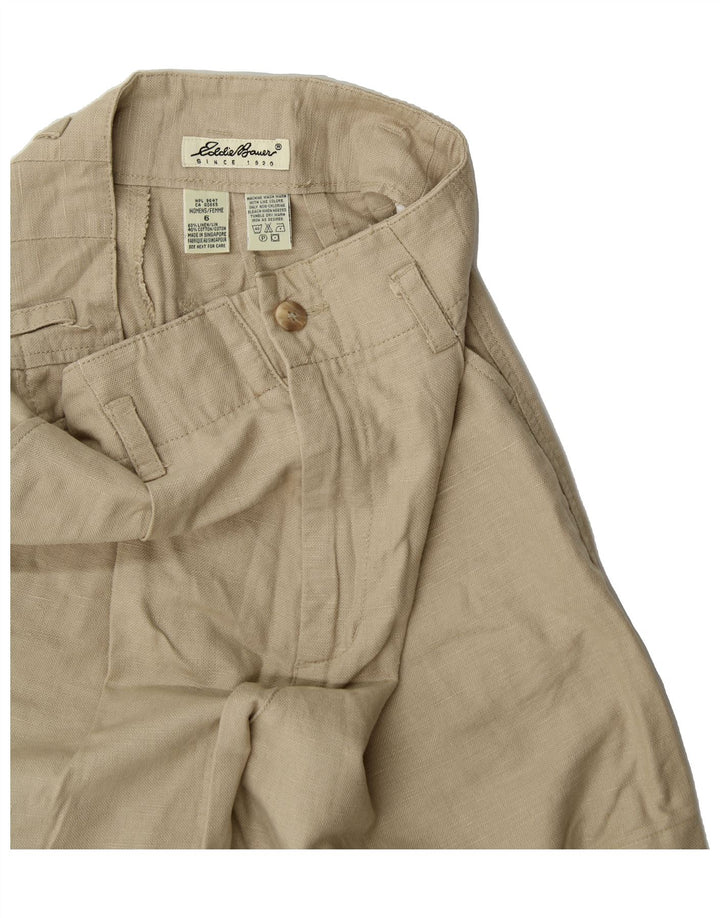 EDDIE BAUER Womens Pegged Chino Shorts US 6 Medium W25  Beige Linen Vintage Eddie Bauer and Second-Hand Eddie Bauer from Messina Hembry 