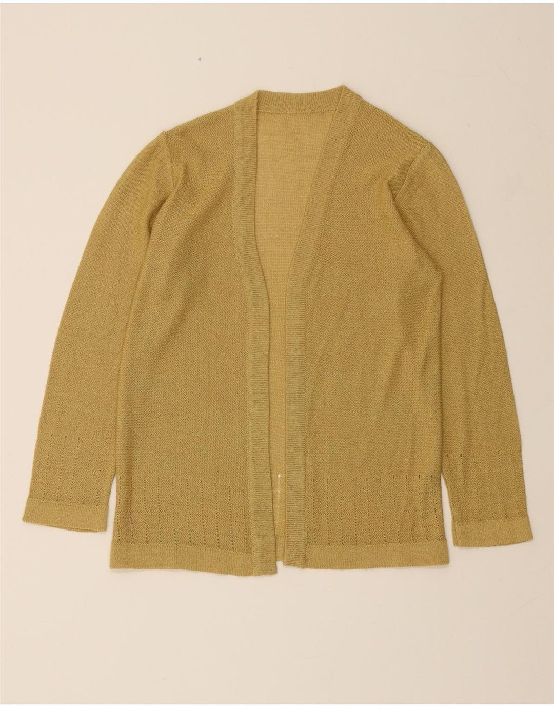 VINTAGE Womens Open Cardigan Sweater UK 12 Medium Beige Viscose Vintage Vintage and Second-Hand Vintage from Messina Hembry 