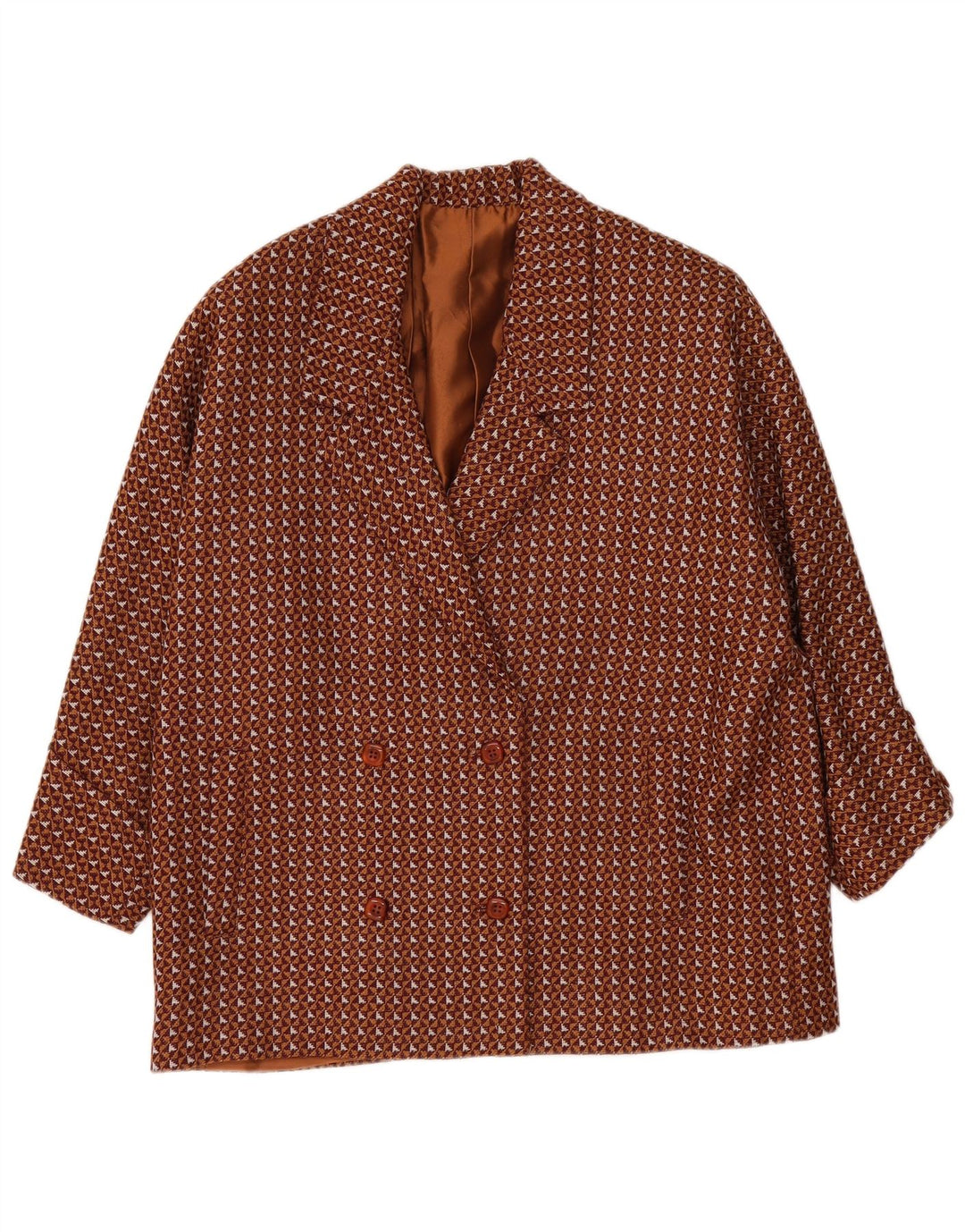 Vintage ženska prevelika sako jakna UK 20 2XL smeđa geometrijska