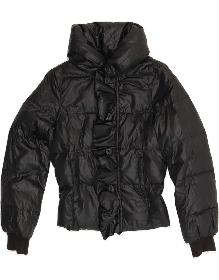 SISLEY Girls Padded Jacket 10-11 Years XL Black Polyester Vintage Sisley and Second-Hand Sisley from Messina Hembry 