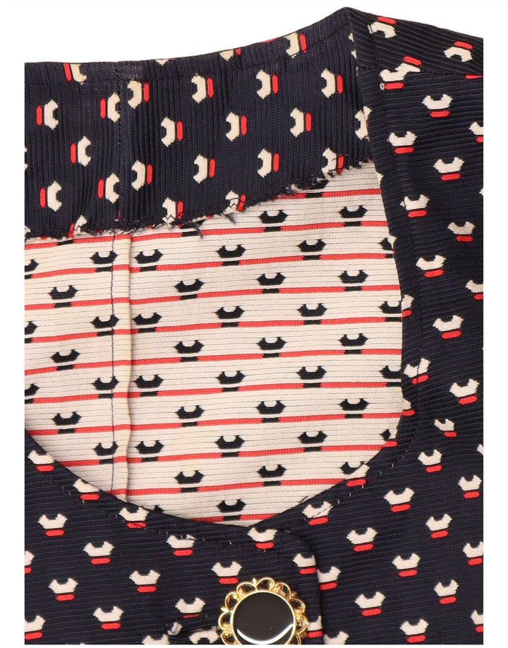 VINTAGE ženski set od 2 komada s 3 gumba UK 12 Srednje mornarsko plava točkasta