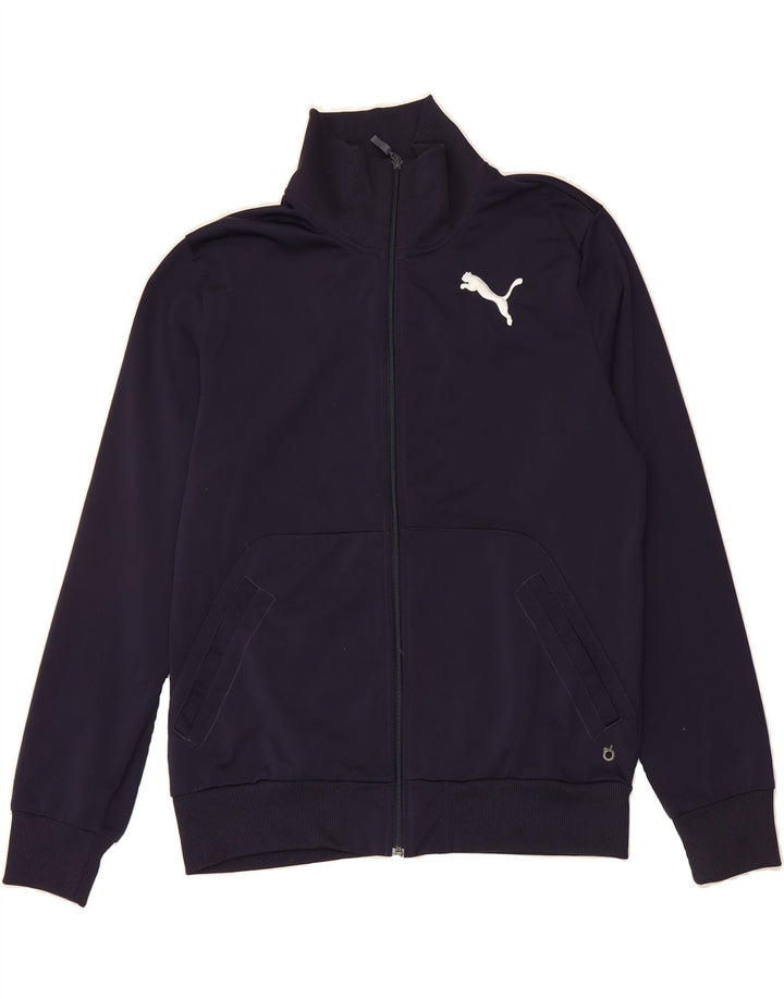 PUMA Mens Graphic Tracksuit Top Jacket Large Navy Blue Polyester Vintage Puma and Second-Hand Puma from Messina Hembry 