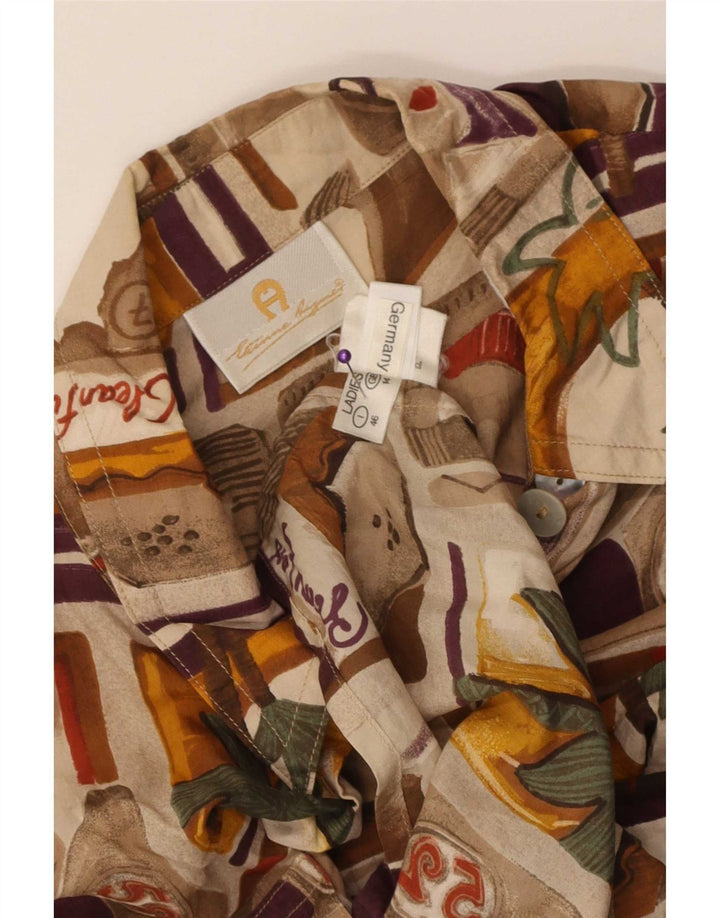 Vintage ženska košulja bluza UK 14 Velika raznobojna patchwork svila