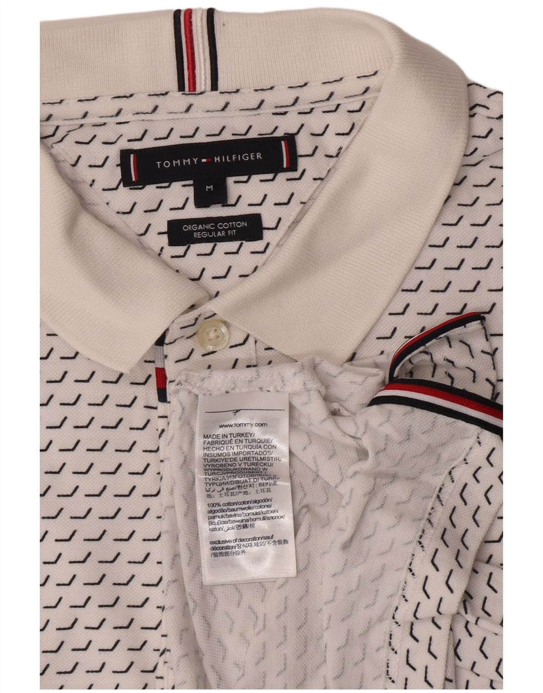 Tommy Hilfiger muška polo majica standardnog kroja Srednje bijeli geometrijski pamuk