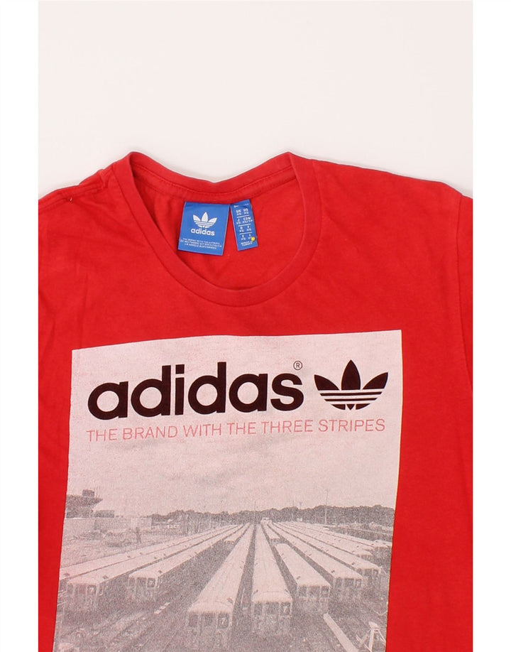 ADIDAS Mens Graphic T-Shirt Top XS Red Vintage Adidas and Second-Hand Adidas from Messina Hembry 