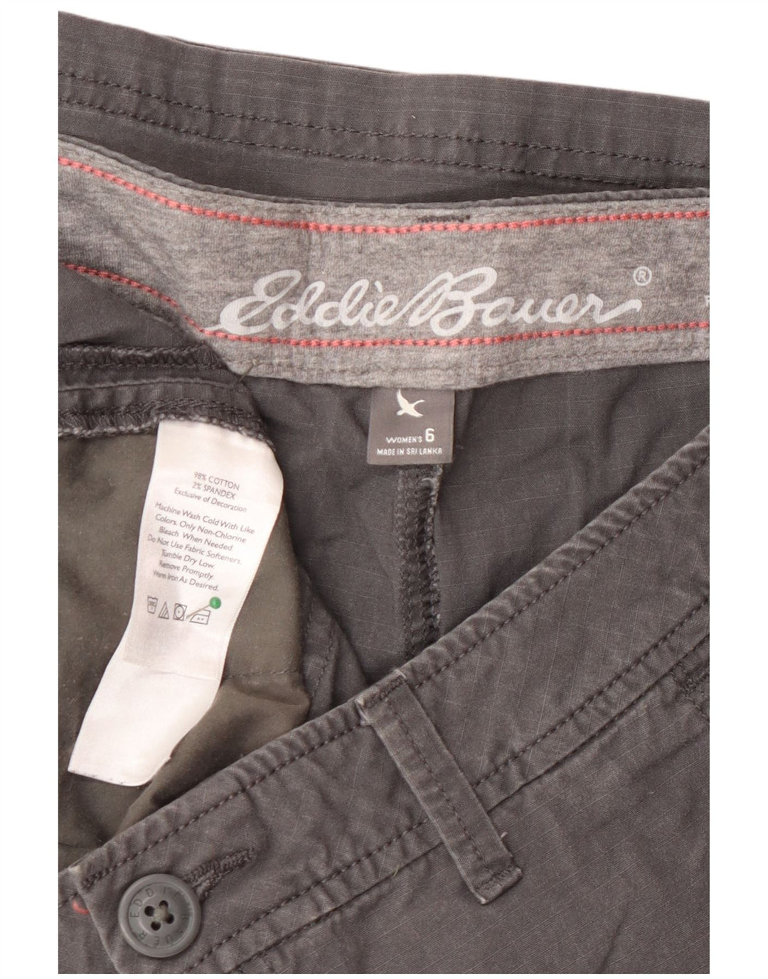 Eddie Bauer Ženske Cargo kratke hlače s blagim zavojima US 6 srednje W30 sivi pamuk