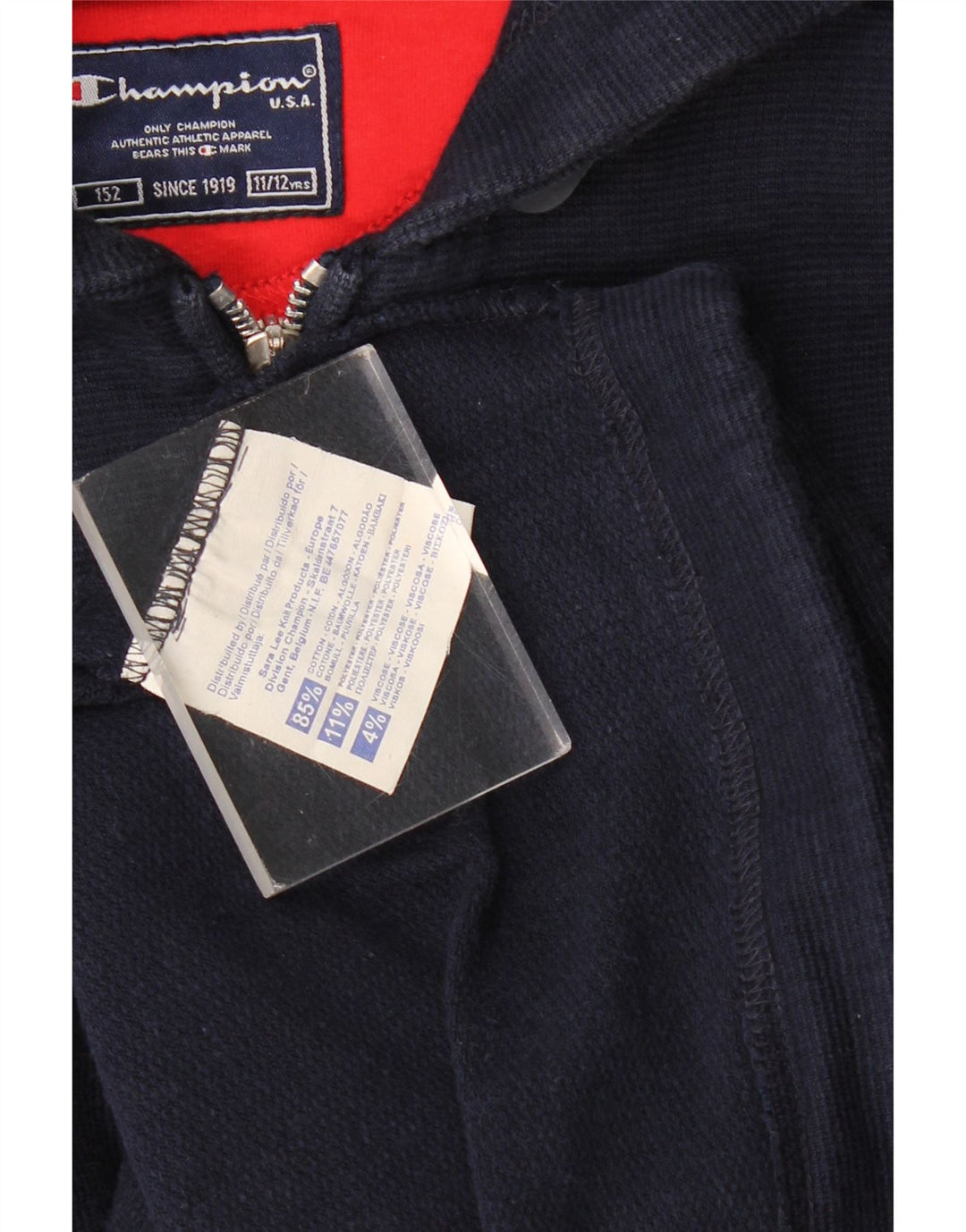 CHAMPION Pulover s kapuljačom s patentnim zatvaračem, 11-12 godina, tamnoplavi pamuk