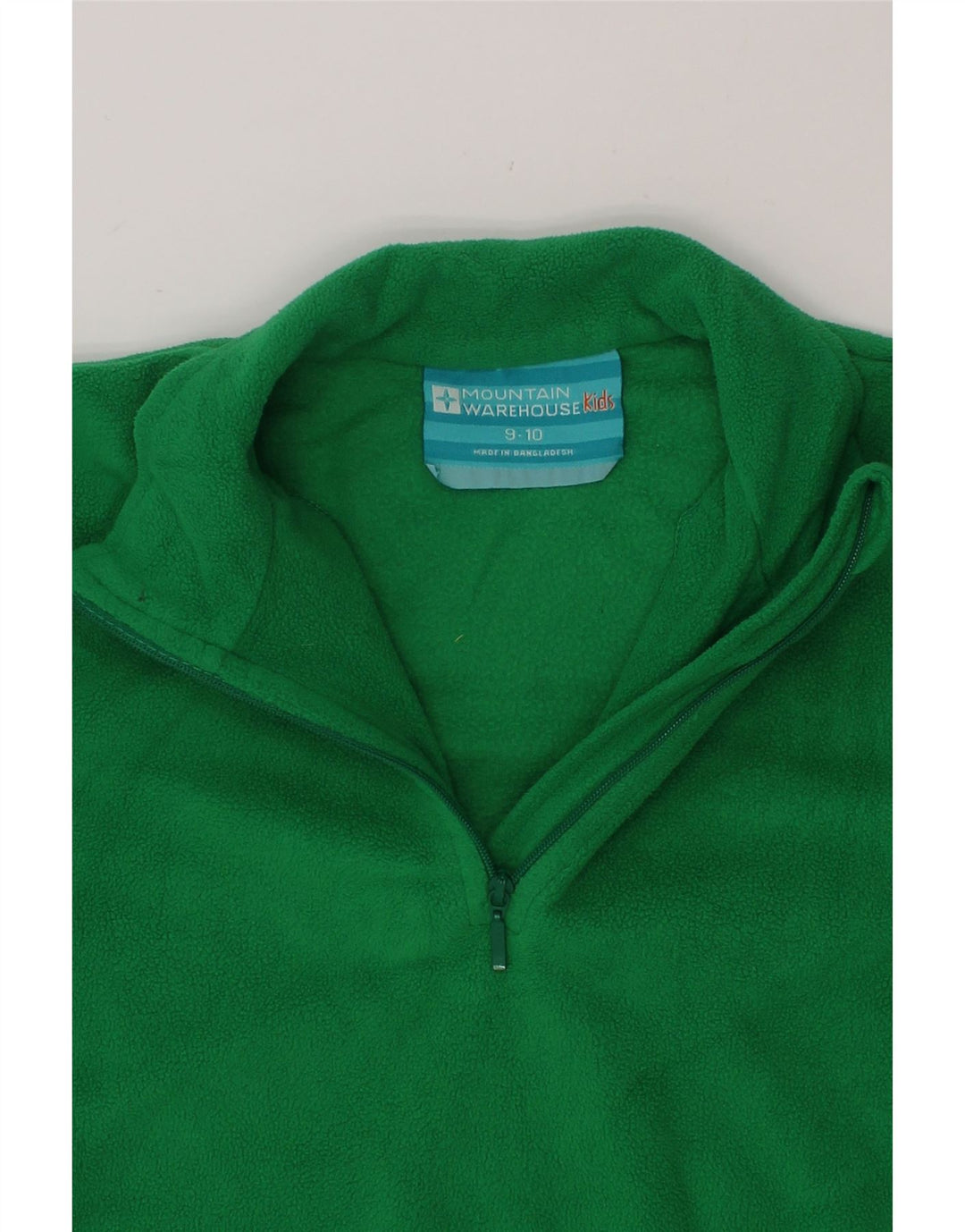 MOUNTAIN WAREHOUSE Boys Zip Neck Fleece Jumper 9-10 Years Green Polyester Vintage Mountain Warehouse and Second-Hand Mountain Warehouse from Messina Hembry 