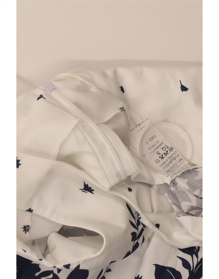 VINTAGE ženska haljina A-kroja bez rukava UK 8 Mala bijela cvjetna pamuk