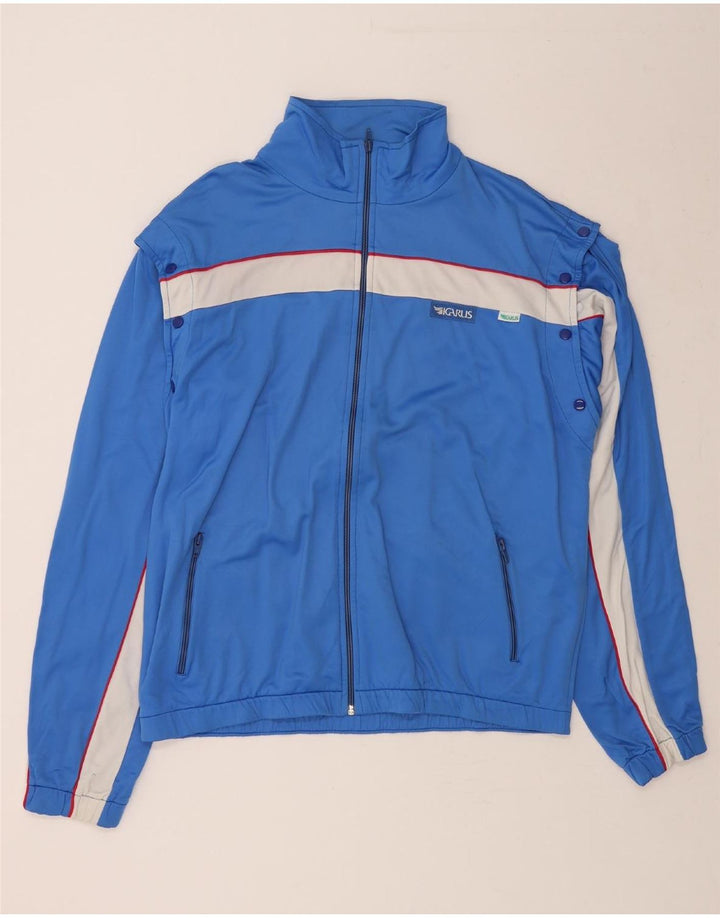 ICARUS Mens Tracksuit Top Jacket UK 42 Large Blue Colourblock Triacetate Vintage Icarus and Second-Hand Icarus from Messina Hembry 