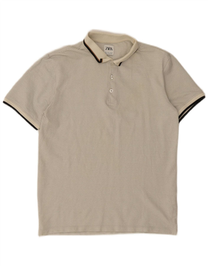 ZARA Mens Polo Shirt Small Grey Cotton
