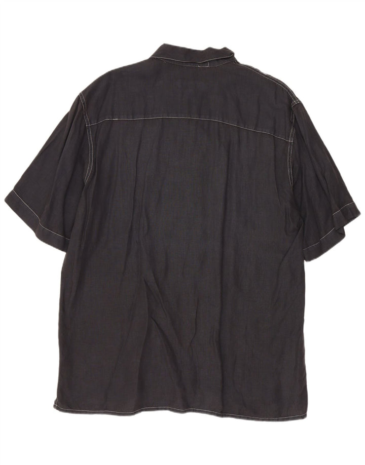 Cerruti muška košulja kratkih rukava Large tamnoplavi lan