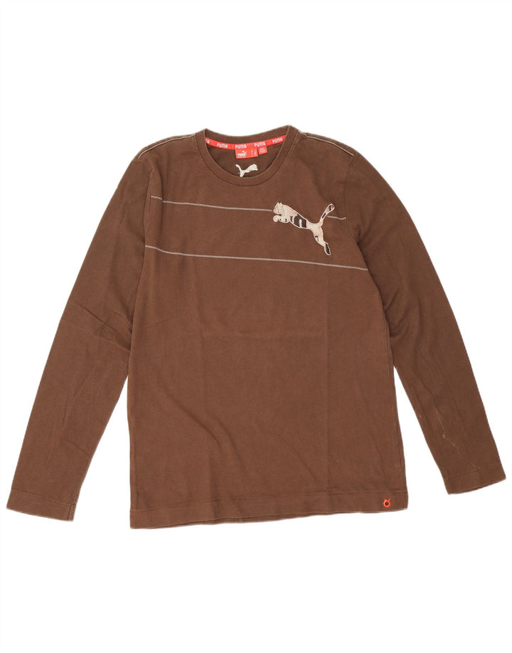 Puma muška majica dugih rukava srednje smeđe pamučne boje