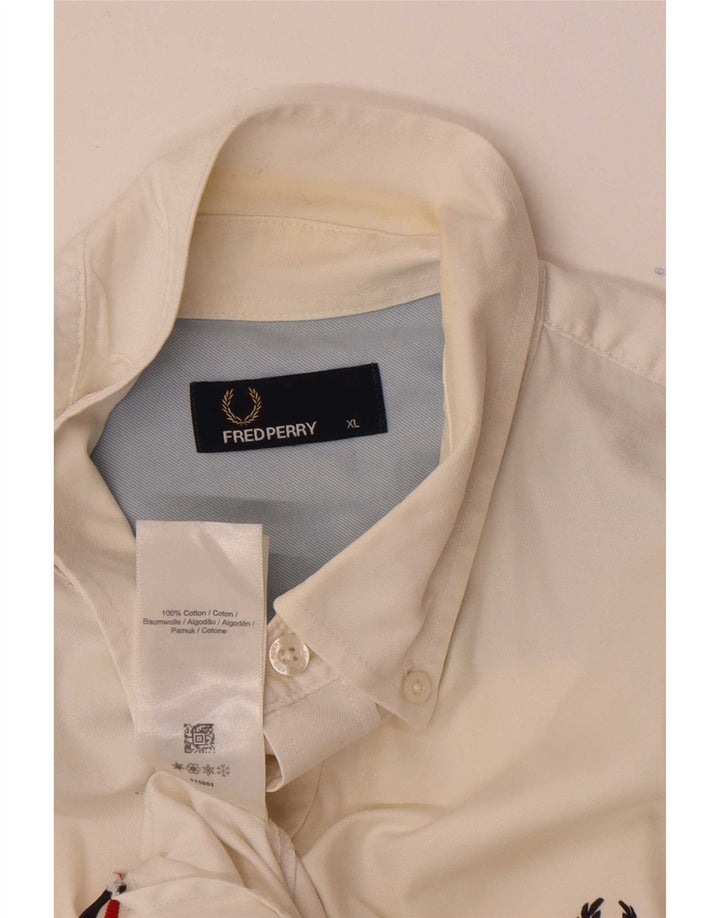 Fred Perry Muška majica kratkih rukava XL bijeli pamuk