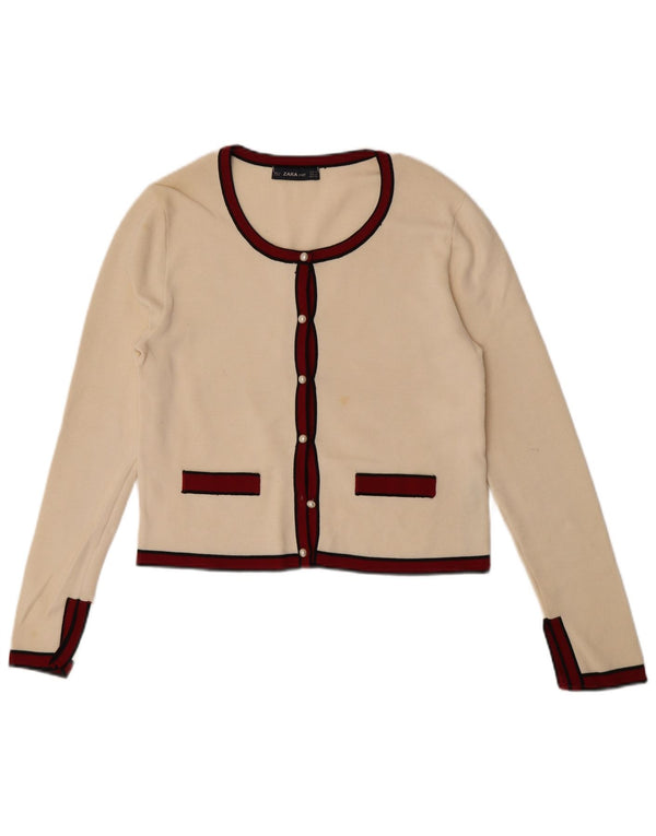 Zara ženski kratki kardigan pulover UK 12 srednje bijele boje