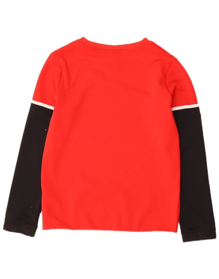 NIKE Boys Graphic Top Sleeve 12-13 Years Large Red Colourblock
