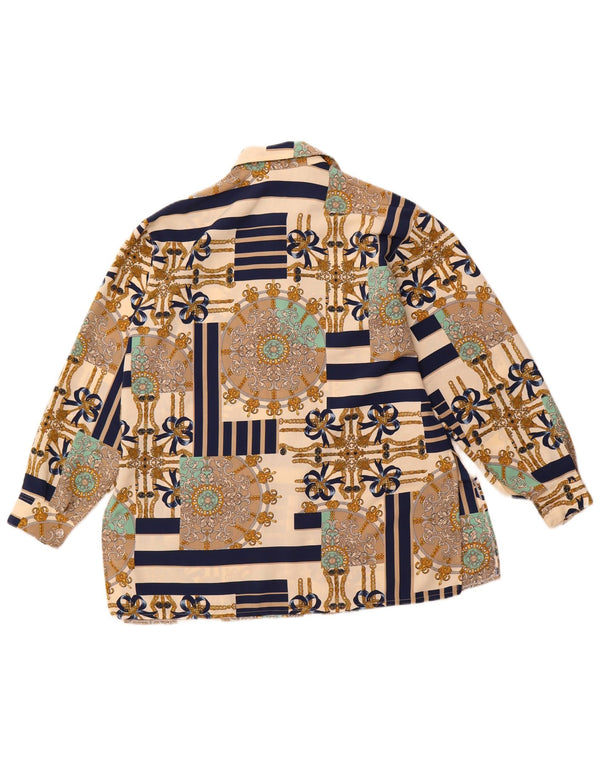 Vintage ženska velika košulja s apstraktnim uzorkom UK 10 Mala bež