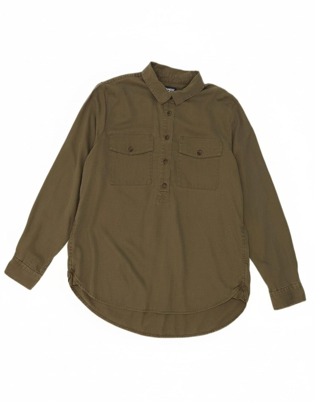 LANDS END Womens Pullover Shirt UK 14 Medium Khaki Lyocell