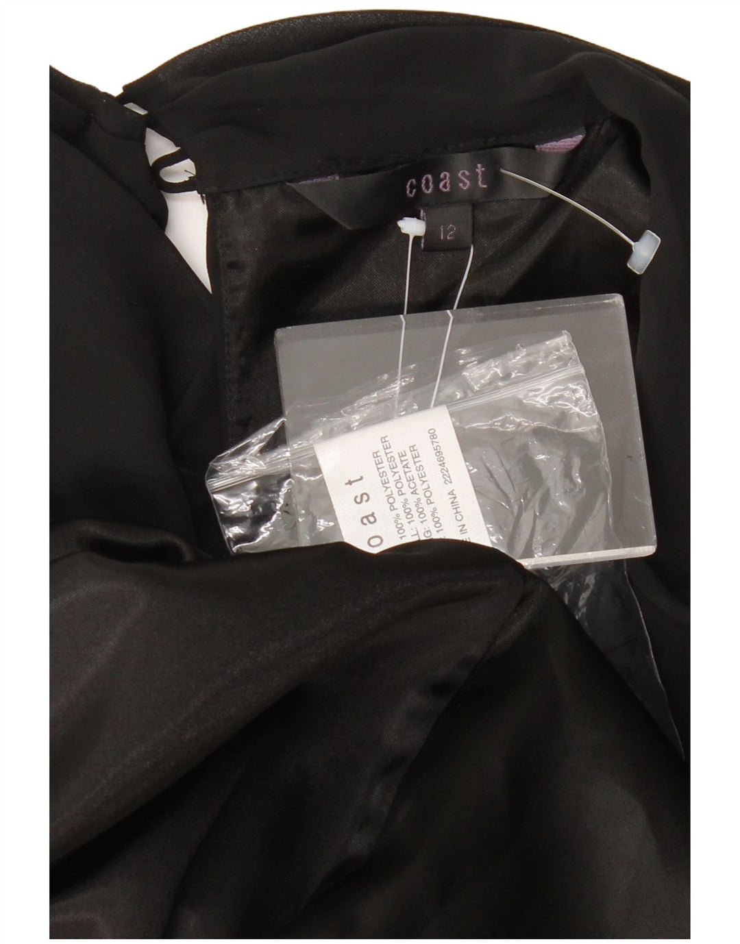 Coast ženska haljina A-kroja bez rukava UK 12 Srednji crni poliester