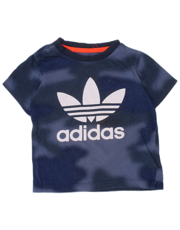 Adidas majica kratkih rukava s grafičkim motivima za dječake 12-18 mjeseci tamnoplava, pamuk s kravatom