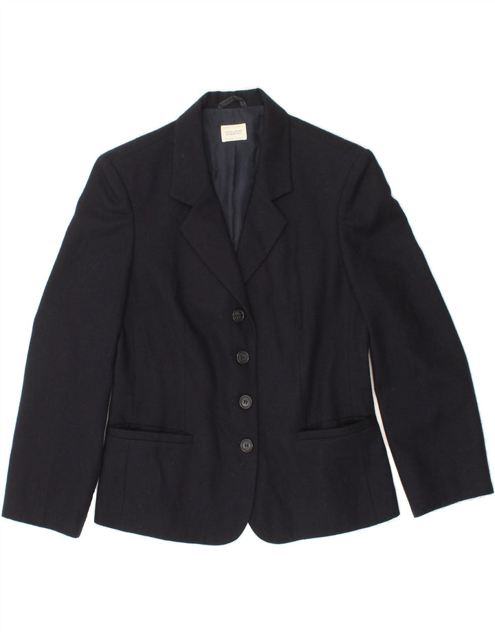 BENETTON Womens 4 Button Blazer Jacket IT 40 Small Navy Blue Wool Vintage Benetton and Second-Hand Benetton from Messina Hembry 