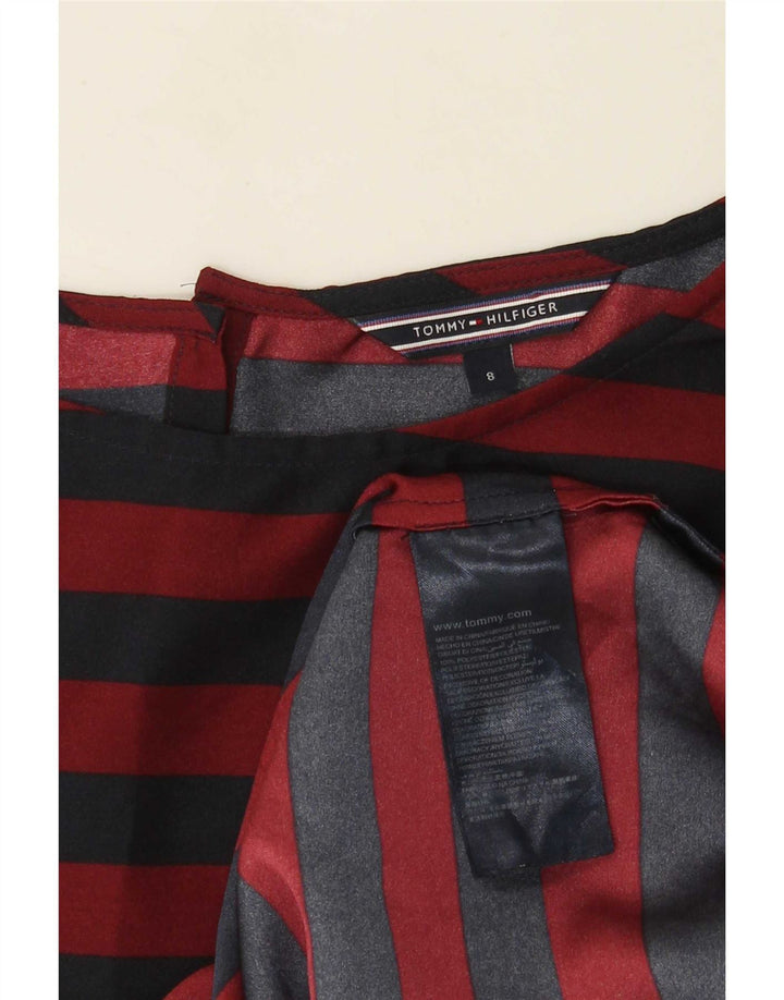 Top ženske bluze Tommy Hilfiger US 8 srednje crvene pruge od poliestera