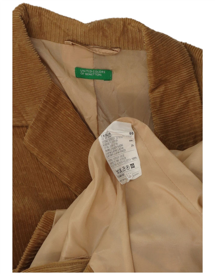 Benetton ženski sako od samta s 3 gumba IT 46 Veliki smeđi pamuk