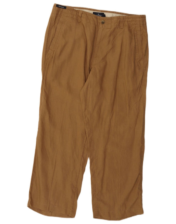 Marks & Spencer muške plave Harbor ravne chino hlače W36 L26 smeđe