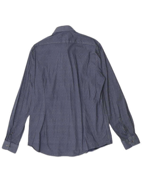 Calvin Klein muška uska košulja s apstraktnim uzorkom, veličina 43 17 XL tamnoplava