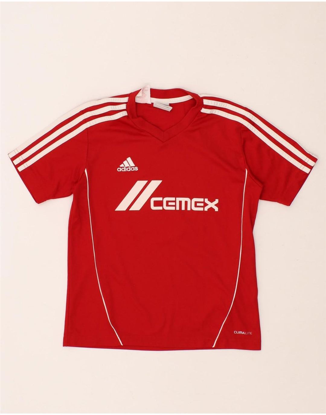 ADIDAS Boys Climalite Graphic T-Shirt Top 9-10 Years Red Polyester Vintage Adidas and Second-Hand Adidas from Messina Hembry 