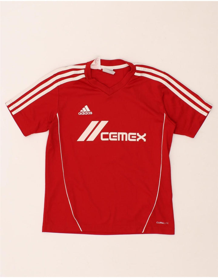 ADIDAS Boys Climalite Graphic T-Shirt Top 9-10 Years Red Polyester Vintage Adidas and Second-Hand Adidas from Messina Hembry 