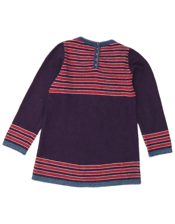 Monsoon Girls Boat Neck Jumper Sweater 8-9 Years Purple Fair Isle Wool