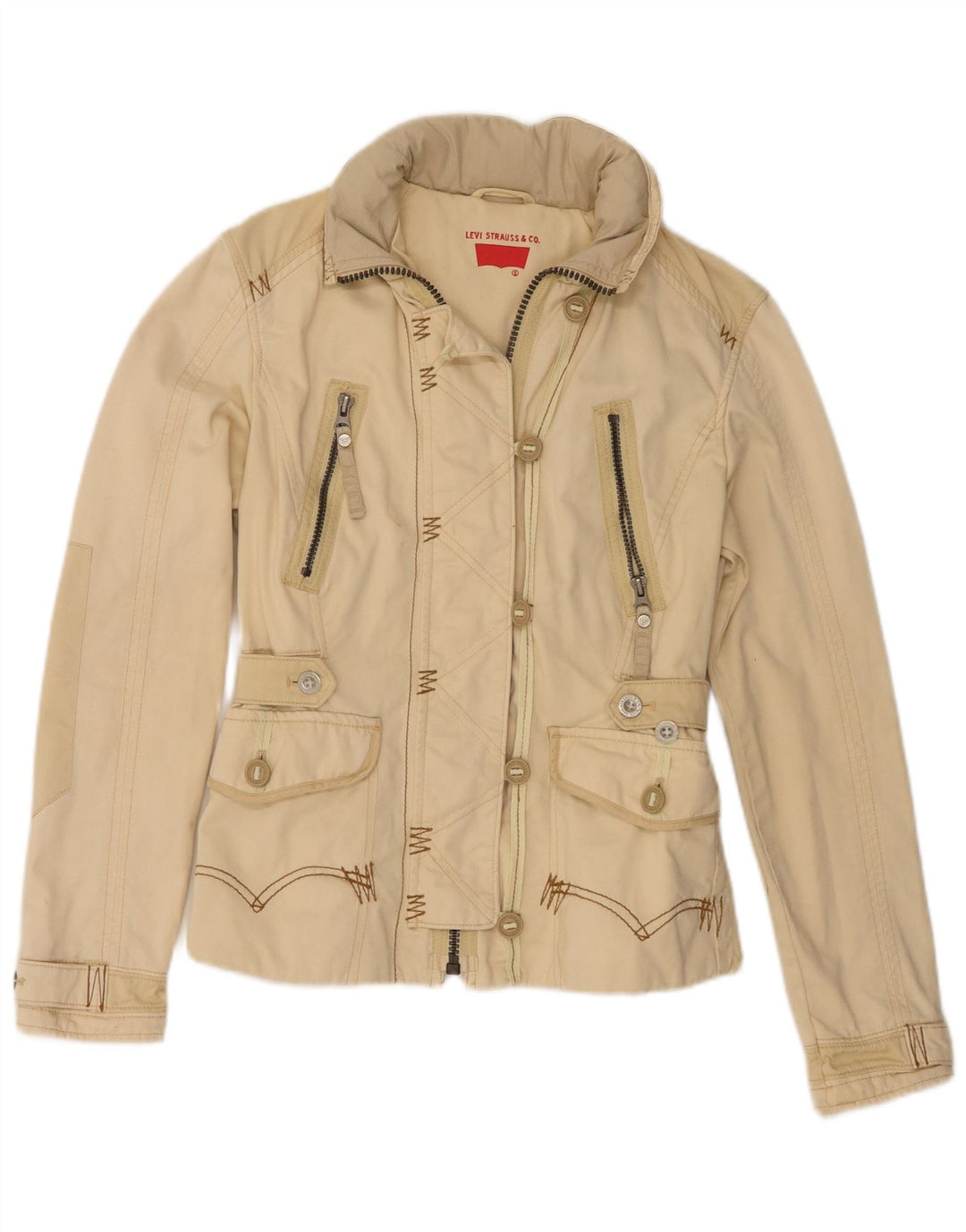 Levi's Ženska pomoćna jakna s kapuljačom s grafičkim motivima UK 10 Small Beige Cotton