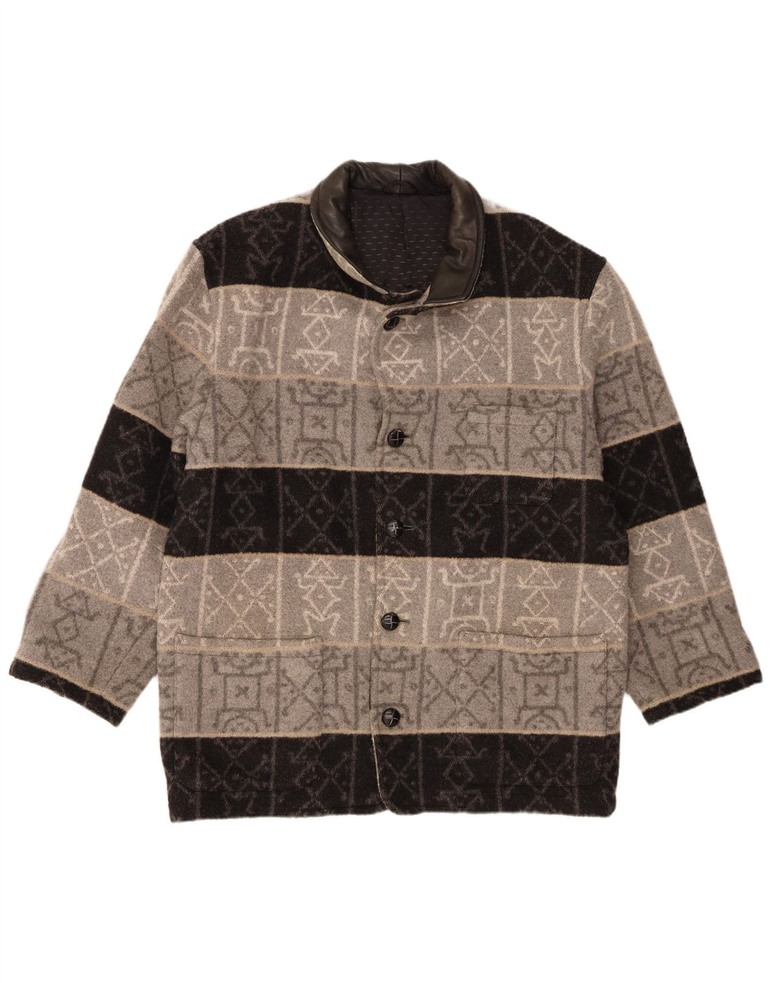 Vintage muška bomber jakna UK 42 XL siva geometrijska vuna