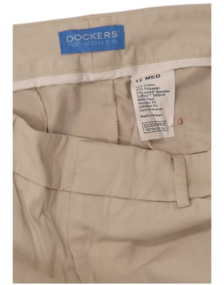 DOCKERS Ženske ravne ležerne hlače US 12 Large W30 L30 Bež pamuk