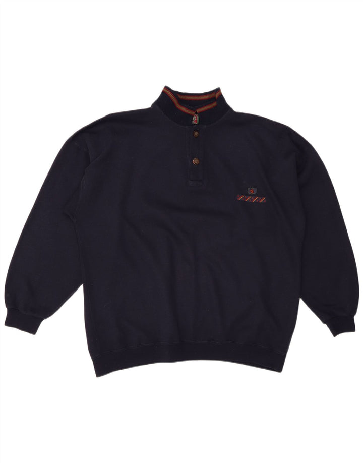 GREAT BAY Muški džemper s dugmadima i ovratnikom Veliki tamnoplavi pamuk