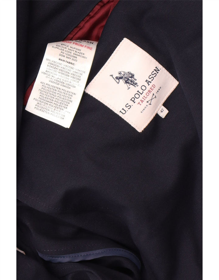 US POLO ASSN Womens 2 Button Blazer Jacket UK 42 XL Navy Blue Classic