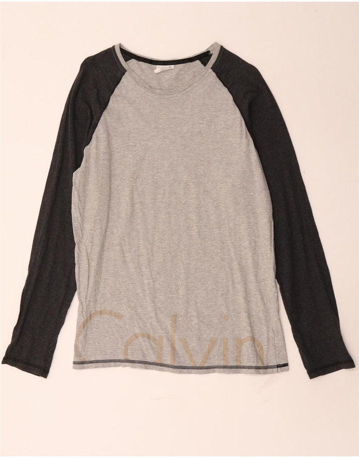 Calvin Klein muška grafička majica dugih rukava srednje sive boje, pamuk
